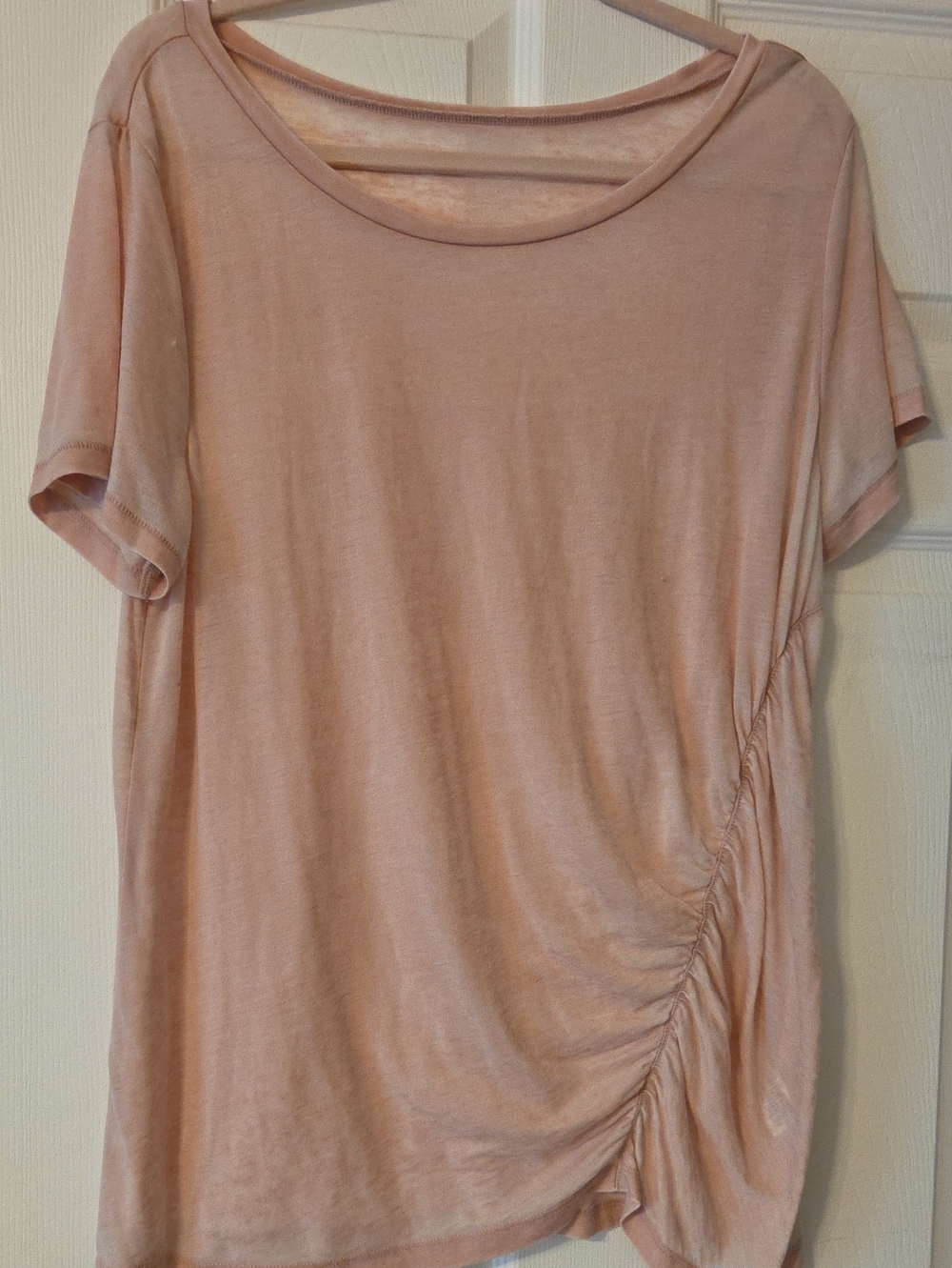 Susina Blush Pink Short Sleeve Ruched Side Tee